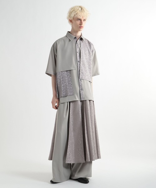 HARE（ハレ）の「ジャガードプリーツフラシシャツ(HARE)（シャツ/ブラウス・メンズ・ブラック/グレー/ブルー/オレンジ/ホワイト/グレー系その他・FREE）」の12枚目の写真