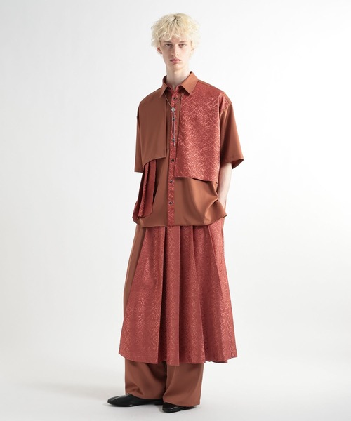 HARE（ハレ）の「ジャガードプリーツフラシシャツ(HARE)（シャツ/ブラウス・メンズ・ブラック/グレー/ブルー/オレンジ/ホワイト/グレー系その他・FREE）」の13枚目の写真