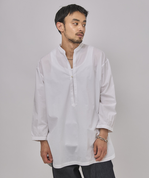 EDIFICE（エディフィス）の「India make(インディア メイク) ポプリン エンブロイダリ― バンドシャツ（シャツ/ブラウス・メンズ・ホワイト/スミクロ・SMALL/MEDIUM/LARGE）」の2枚目の写真