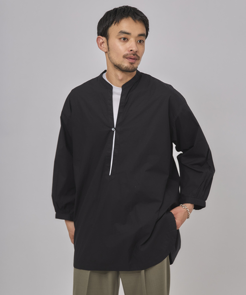 EDIFICE（エディフィス）の「India make(インディア メイク) ポプリン エンブロイダリ― バンドシャツ（シャツ/ブラウス・メンズ・ホワイト/スミクロ・SMALL/MEDIUM/LARGE）」の3枚目の写真