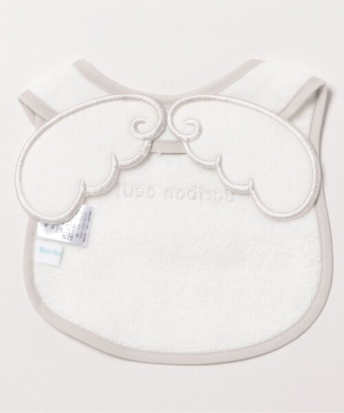 Boribon oeuf（ボリボンウーフ）の「【Boribon oeuf】エル羽根つきビブ（スタイ/よだれかけ・キッズ・ピンク/グレー・FREE）」の3枚目の写真