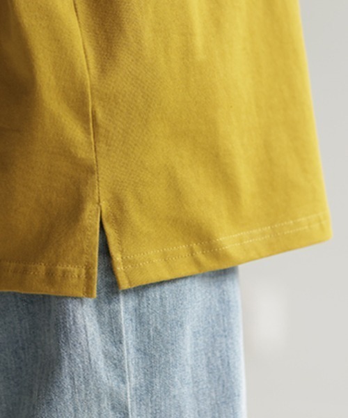 HUG.U(ハグユー)の「しっかり綿100% ヘビーオンス モックネックTシャツ(Tシャツ/カットソー・レディース・ナチュラル/ブラック/ライトオリーブ/ホワイト/ダークグレー/マスタード・L/M)」の21枚目の写真