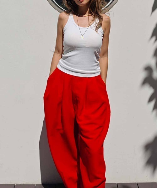 esutoreja（エストレジャ）の「ユーネックリブタンクトップ（タンクトップ・レディース・ブラック/ブラウン/ホワイト・FREE）」の5枚目の写真