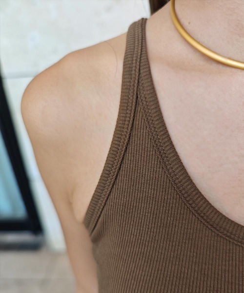 esutoreja（エストレジャ）の「ユーネックリブタンクトップ（タンクトップ・レディース・ブラック/ブラウン/ホワイト・FREE）」の8枚目の写真