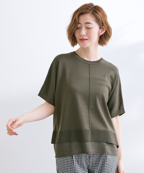 grove(グローブ)の「【夏に嬉しい機能付き】やわらかドライタッチレイヤードライクニット(ニット/セーター・レディース・グレー/ブラック/アイボリー系2/ブルーグリーン/ダークオリーブ・02/03/04/01/05)」の18枚目の写真