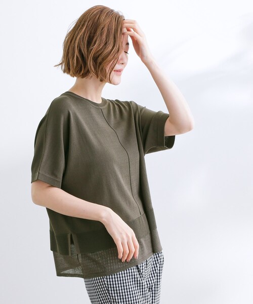 grove(グローブ)の「【夏に嬉しい機能付き】やわらかドライタッチレイヤードライクニット(ニット/セーター・レディース・グレー/ブラック/アイボリー系2/ブルーグリーン/ダークオリーブ・02/03/04/01/05)」の19枚目の写真