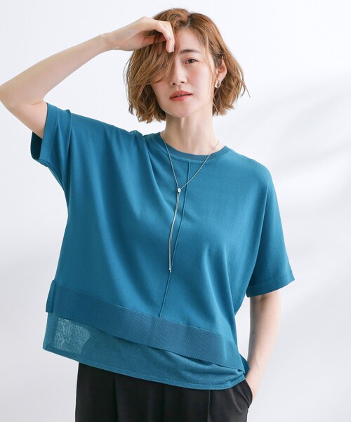 grove(グローブ)の「【夏に嬉しい機能付き】やわらかドライタッチレイヤードライクニット(ニット/セーター・レディース・グレー/ブラック/アイボリー系2/ブルーグリーン/ダークオリーブ・02/03/04/01/05)」の22枚目の写真