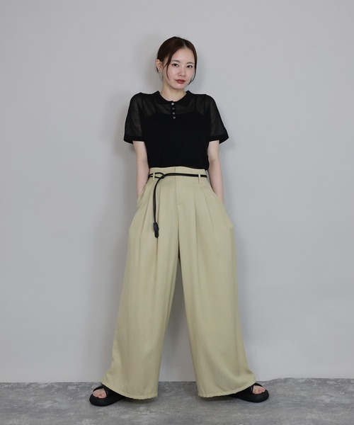 J by blue(ジェイバイブルー)の「レザーベルト付きワイドパンツ(その他パンツ・レディース・グレー/ブラック/ベージュ・MEDIUM)」の8枚目の写真