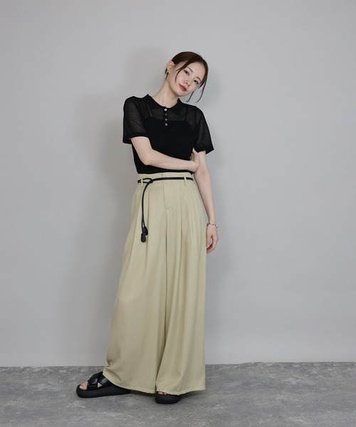 J by blue(ジェイバイブルー)の「レザーベルト付きワイドパンツ(その他パンツ・レディース・グレー/ブラック/ベージュ・MEDIUM)」の10枚目の写真
