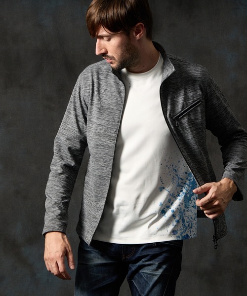 HIDEAWAYS NICOLE(ハイダウェイニコル)の「メランジダブルフェイスジップアップブルゾン(ブルゾン・メンズ・グレー/カーキ/ブルーグリーン・MEDIUM/LARGE/X-LARGE)」の1枚目の写真