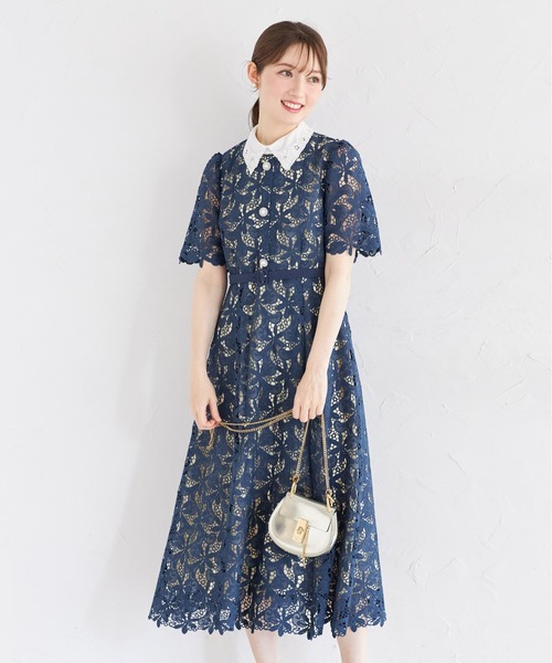美品　キラキラビジュー襟付き(取り外し可)　ワンピース 美品 キラキラビジュー襟付き(取り外し可) ワンピース｜レディース