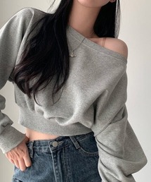 ワイドネックショートスウェット
