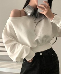 ワイドネックショートスウェット