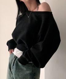 ワイドネックショートスウェット