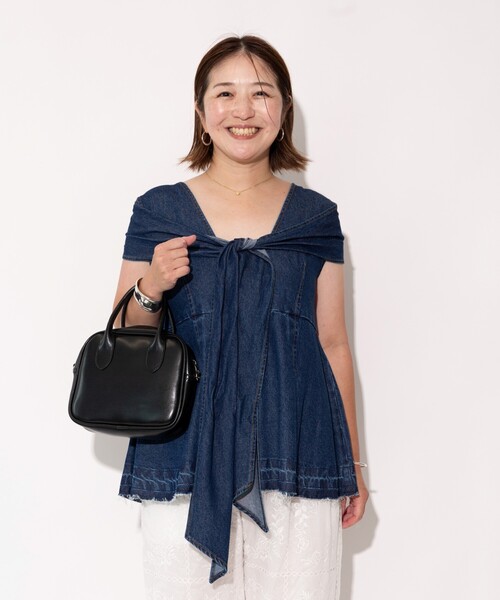 FREAK'S STORE（フリークスストア）の「【全骨格優勝！シリーズ】 マルチウェイ リボン付きデニムトップス＜セットアップ対応＞ / チュニック / ベスト（チュニック・レディース・ネイビー/サックスブルー・ﾌﾘ-）」の19枚目の写真