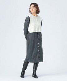 【BEAMS購入品】ストライプ柄 長袖ミニワンピース BEAMS HEART（ビームス ハート）【10/2再値下げ】ベルト付き