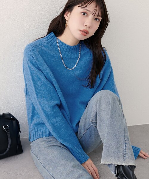 NKNIT ブルーニットshort niko and（ニコアンド）の「モールラインニットプルオーバー