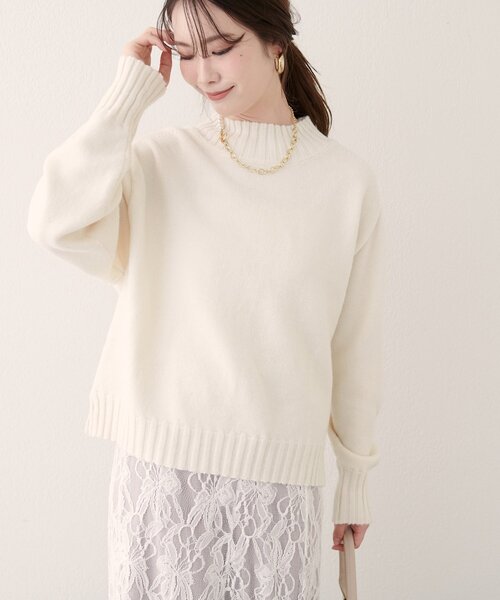 natural couture(ナチュラルクチュール)の「ウール&リサイクルポリショートニットプルオーバー(ニット/セーター・レディース・ブラック/ブルー/オフホワイト/ボルドー/ピンク/モカ・FREE)」の11枚目の写真