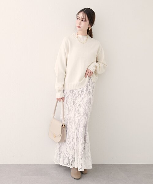 natural couture(ナチュラルクチュール)の「ウール&リサイクルポリショートニットプルオーバー(ニット/セーター・レディース・ブラック/ブルー/オフホワイト/ボルドー/ピンク/モカ・FREE)」の10枚目の写真