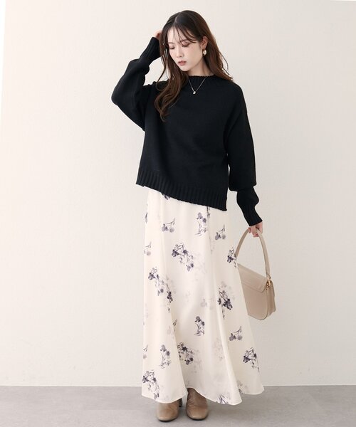 natural couture(ナチュラルクチュール)の「ウール&リサイクルポリショートニットプルオーバー(ニット/セーター・レディース・ブラック/ブルー/オフホワイト/ボルドー/ピンク/モカ・FREE)」の15枚目の写真