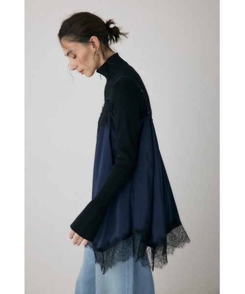 レースフレアサテンキャミ 冬服 / 肩ひも調節可能（キャミソール