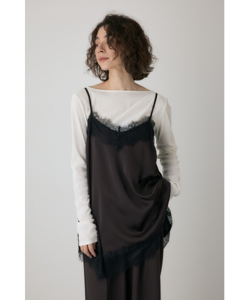 レースフレアサテンキャミ 冬服 / 肩ひも調節可能（キャミソール