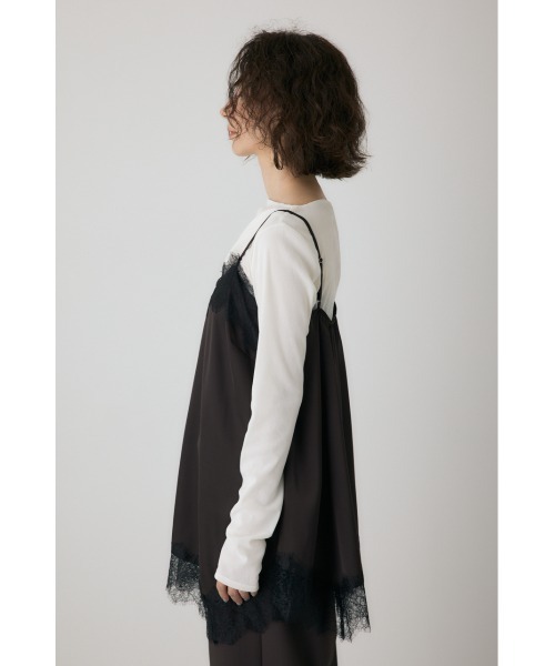 レースフレアサテンキャミ 冬服 / 肩ひも調節可能（キャミソール