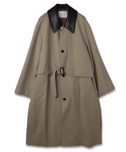 Wool Gabardine Layerd Long Coat（ステンカラーコート）｜CULLNI