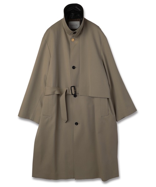 Wool Gabardine Layerd Long Coat（ステンカラーコート）｜CULLNI