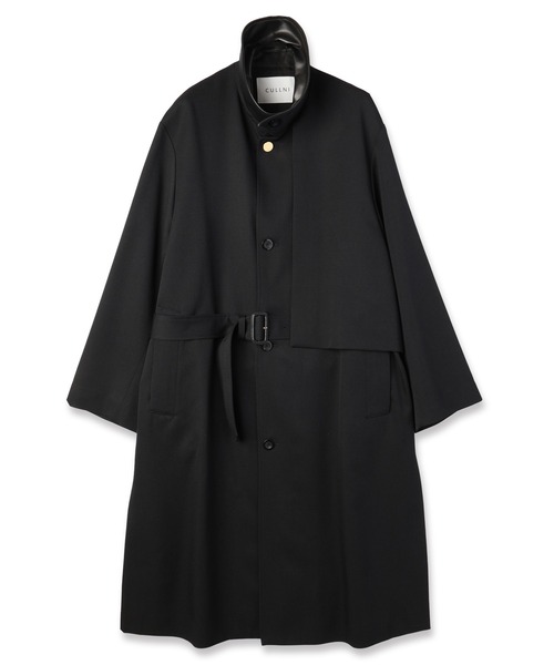 Wool Gabardine Layerd Long Coat（ステンカラーコート）｜CULLNI