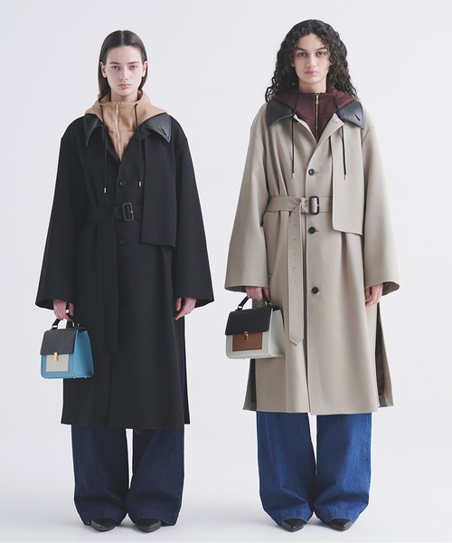 Wool Gabardine Layerd Long Coat（ステンカラーコート）｜CULLNI