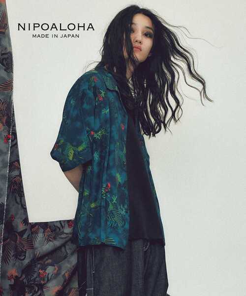 ブラウス シャツ 「NIPOALOHA」”軍鶏-SHAMO” SHORT SLEEVE SHIRT レディース メンズ NIPOALOHA ブラウス シャツ 「NIPOALOHA」”軍鶏-SHAMO” SHORT