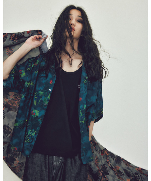 NIPOALOHA（ニポアロハ）の「【NIPOALOHA】"軍鶏-SHAMO" SHORT SLEEVE SHIRT（シャツ/ブラウス・レディース・ブルーグリーン/グレー・MEDIUM/SMALL）」の3枚目の写真