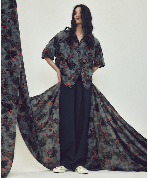 NIPOALOHA（ニポアロハ）の「【NIPOALOHA】"軍鶏-SHAMO" SHORT SLEEVE SHIRT（シャツ/ブラウス・レディース・ブルーグリーン/グレー・MEDIUM/SMALL）」の4枚目の写真