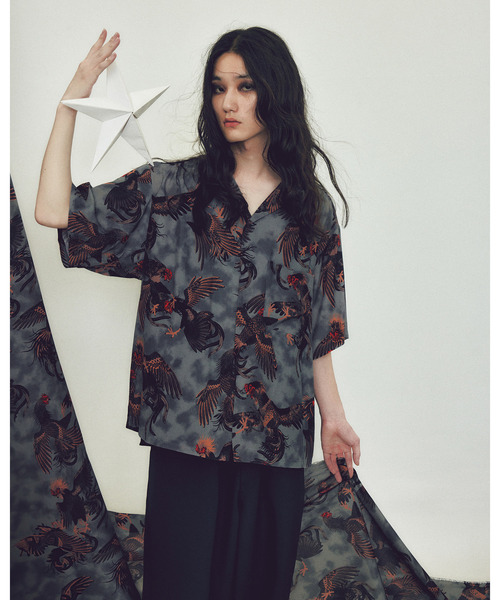 NIPOALOHA（ニポアロハ）の「【NIPOALOHA】"軍鶏-SHAMO" SHORT SLEEVE SHIRT（シャツ/ブラウス・レディース・ブルーグリーン/グレー・MEDIUM/SMALL）」の5枚目の写真