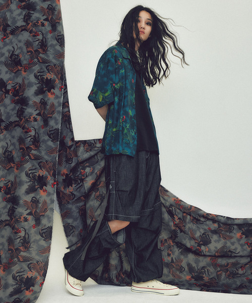 NIPOALOHA（ニポアロハ）の「【NIPOALOHA】"軍鶏-SHAMO" SHORT SLEEVE SHIRT（シャツ/ブラウス・レディース・ブルーグリーン/グレー・MEDIUM/SMALL）」の6枚目の写真