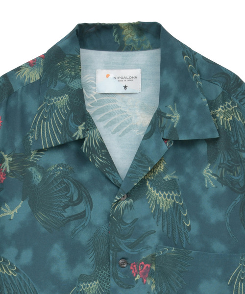 NIPOALOHA（ニポアロハ）の「【NIPOALOHA】"軍鶏-SHAMO" SHORT SLEEVE SHIRT（シャツ/ブラウス・レディース・ブルーグリーン/グレー・MEDIUM/SMALL）」の9枚目の写真