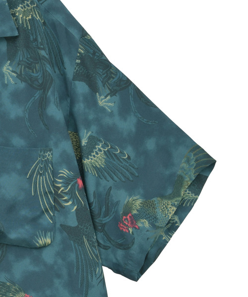 NIPOALOHA（ニポアロハ）の「【NIPOALOHA】"軍鶏-SHAMO" SHORT SLEEVE SHIRT（シャツ/ブラウス・レディース・ブルーグリーン/グレー・MEDIUM/SMALL）」の10枚目の写真