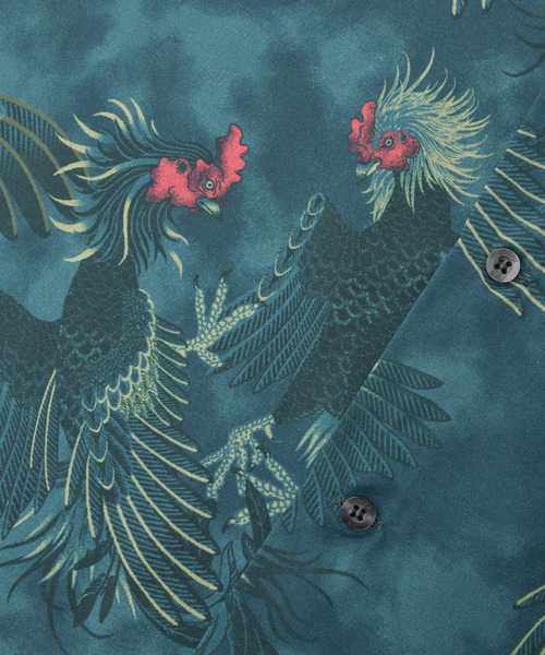 NIPOALOHA（ニポアロハ）の「【NIPOALOHA】"軍鶏-SHAMO" SHORT SLEEVE SHIRT（シャツ/ブラウス・レディース・ブルーグリーン/グレー・MEDIUM/SMALL）」の12枚目の写真