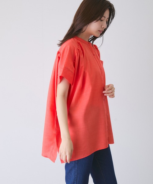 Jayro(ジャイロ)の「リネンライクシャツ(シャツ/ブラウス・レディース・ブルー/ターコイズブルー/ホワイト系その他/ネイビー/オレンジ・M)」の16枚目の写真