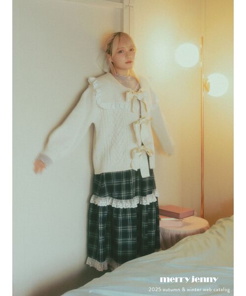 merry jenny（メリージェニー）の「タックフリルミディスカート（スカート・レディース・グレー/ブラウン/ネイビー・FREE）」の4枚目の写真