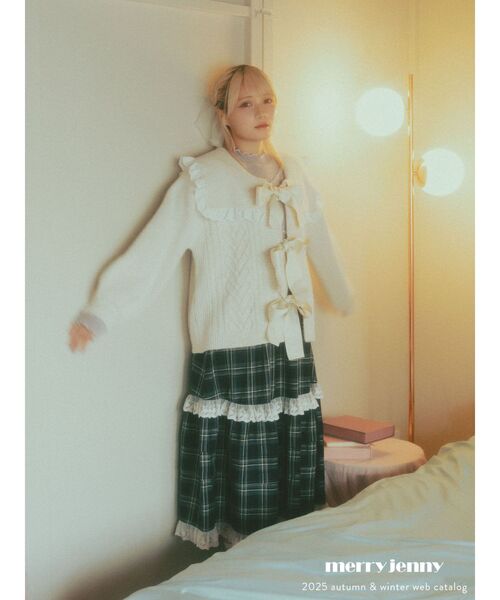 merry jenny（メリージェニー）の「タックフリルミディスカート（スカート・レディース・グレー/ブラウン/ネイビー・FREE）」の5枚目の写真