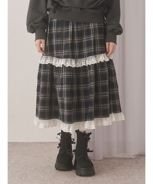 merry jenny（メリージェニー）の「タックフリルミディスカート（スカート・レディース・グレー/ブラウン/ネイビー・FREE）」の12枚目の写真