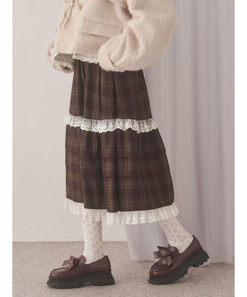 merry jenny（メリージェニー）の「タックフリルミディスカート（スカート・レディース・グレー/ブラウン/ネイビー・FREE）」の16枚目の写真