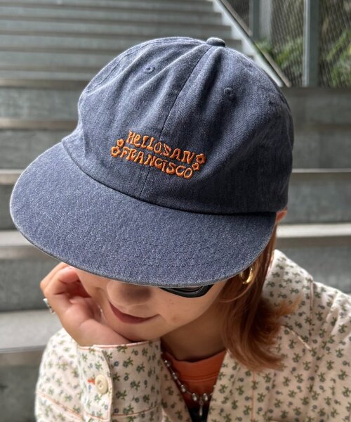 HELLO.SANFRANCISCO（ハローサンフランシスコ）の「【HELLO.SANFRANCISCO/ハローサンフランシスコ】レースリボン刺繍ロゴカラーCAP（キャップ・レディース・ピンク/グリーン/イエロー/ネイビー・ONE SIZE）」の3枚目の写真