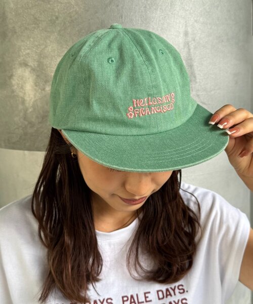 HELLO.SANFRANCISCO（ハローサンフランシスコ）の「【HELLO.SANFRANCISCO/ハローサンフランシスコ】レースリボン刺繍ロゴカラーCAP（キャップ・レディース・ピンク/グリーン/イエロー/ネイビー・ONE SIZE）」の8枚目の写真