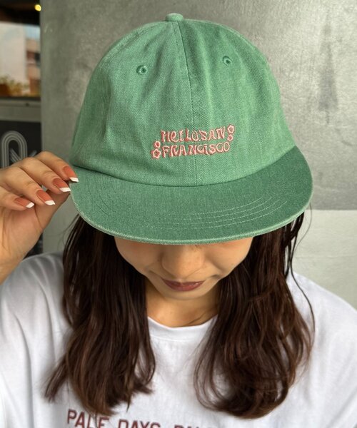 HELLO.SANFRANCISCO（ハローサンフランシスコ）の「【HELLO.SANFRANCISCO/ハローサンフランシスコ】レースリボン刺繍ロゴカラーCAP（キャップ・レディース・ピンク/グリーン/イエロー/ネイビー・ONE SIZE）」の9枚目の写真