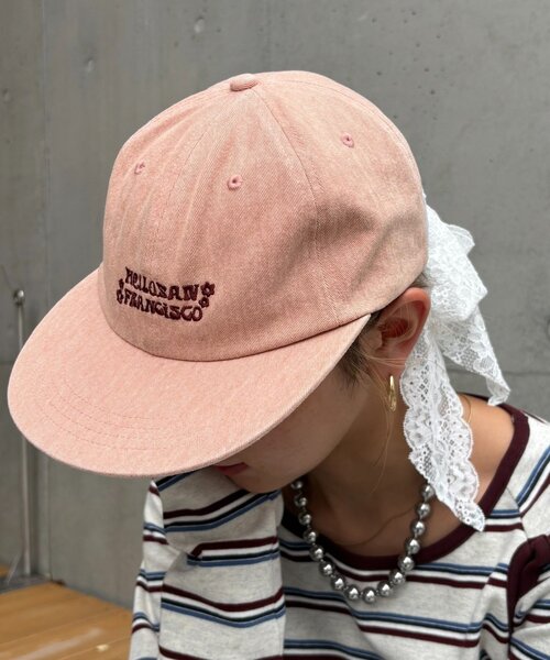 HELLO.SANFRANCISCO（ハローサンフランシスコ）の「【HELLO.SANFRANCISCO/ハローサンフランシスコ】レースリボン刺繍ロゴカラーCAP（キャップ・レディース・ピンク/グリーン/イエロー/ネイビー・ONE SIZE）」の11枚目の写真