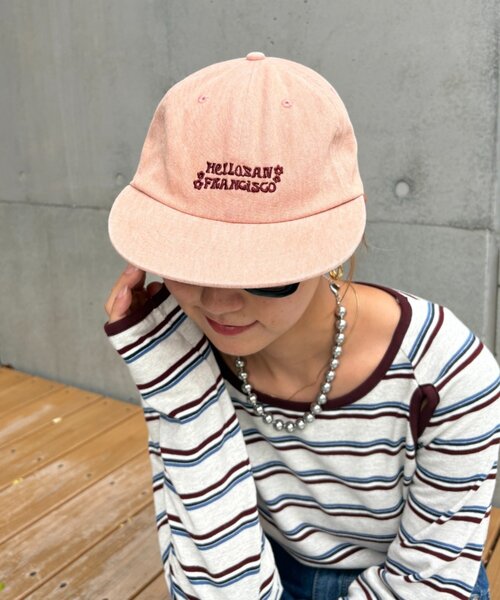HELLO.SANFRANCISCO（ハローサンフランシスコ）の「【HELLO.SANFRANCISCO/ハローサンフランシスコ】レースリボン刺繍ロゴカラーCAP（キャップ・レディース・ピンク/グリーン/イエロー/ネイビー・ONE SIZE）」の12枚目の写真