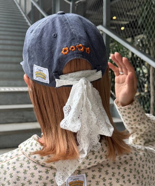 HELLO.SANFRANCISCO（ハローサンフランシスコ）の「【HELLO.SANFRANCISCO/ハローサンフランシスコ】レースリボン刺繍ロゴカラーCAP（キャップ・レディース・ピンク/グリーン/イエロー/ネイビー・ONE SIZE）」の15枚目の写真
